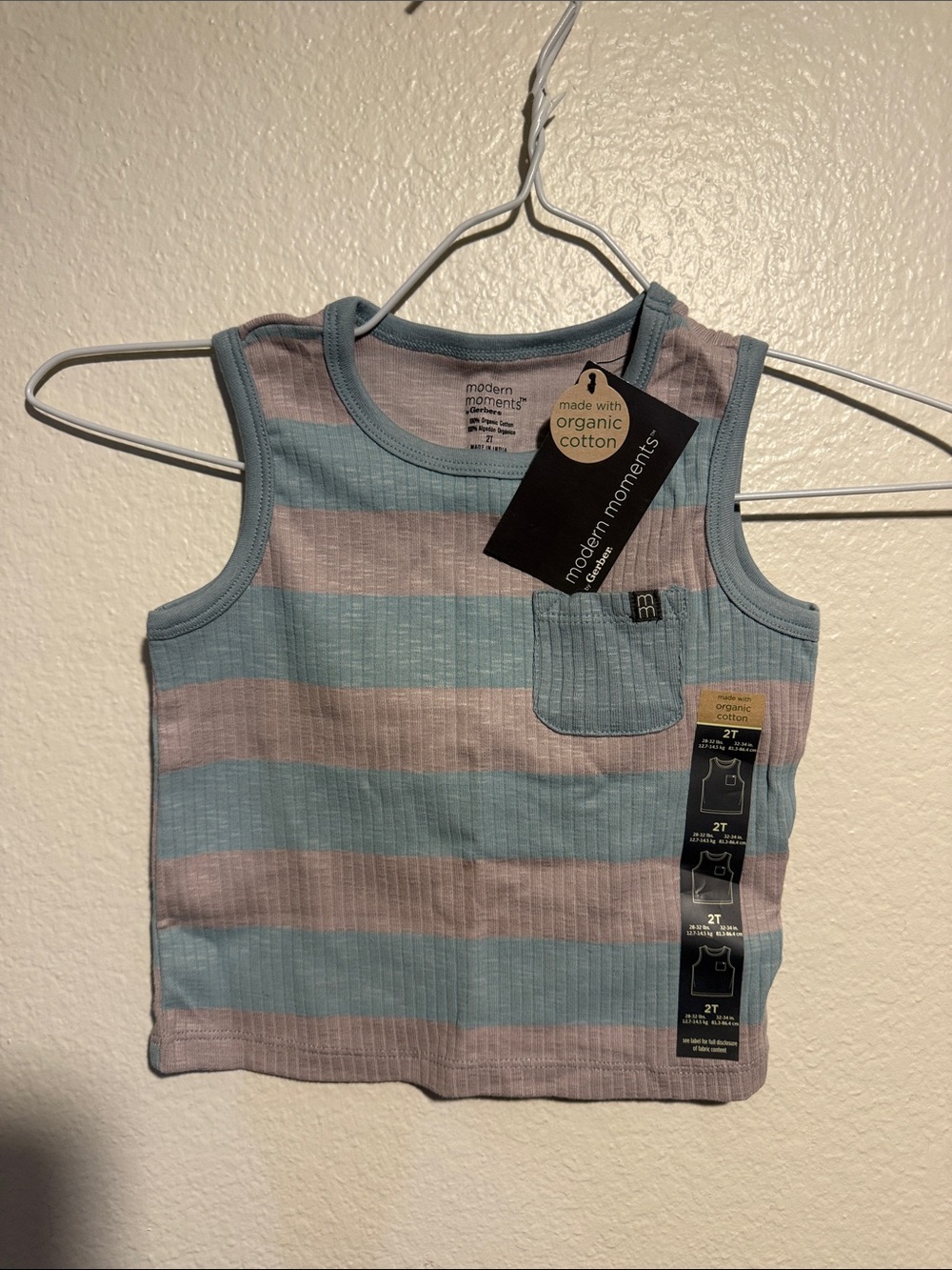 Toddler Tank Top in Light Blue & Pink Stripe